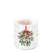 Weihnachten Kerze klein Ø 7,5 cm x 9 cm Mistletoe...
