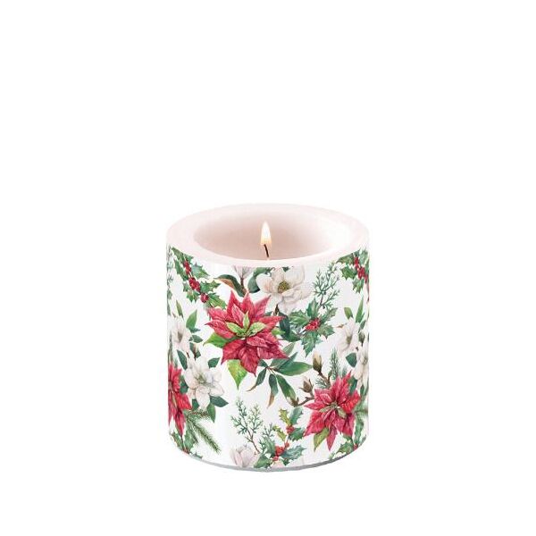 Weihnachten Kerze klein Ø 7,5 cm x 9 cm Christmas florals Weihnachtsstern