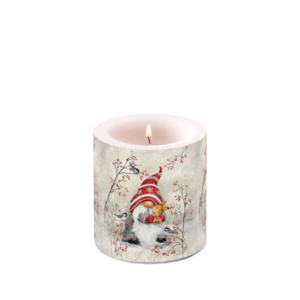 Weihnachten Kerze klein Ø 7,5 cm x 9 cm Dwarf hug Zwerg Gnom