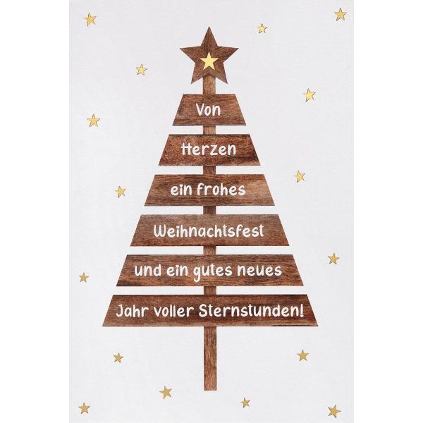 Weihnachten Unverpackte Glückwunschkarte mit Briefumschlag Holztannenbaum Von Herzen