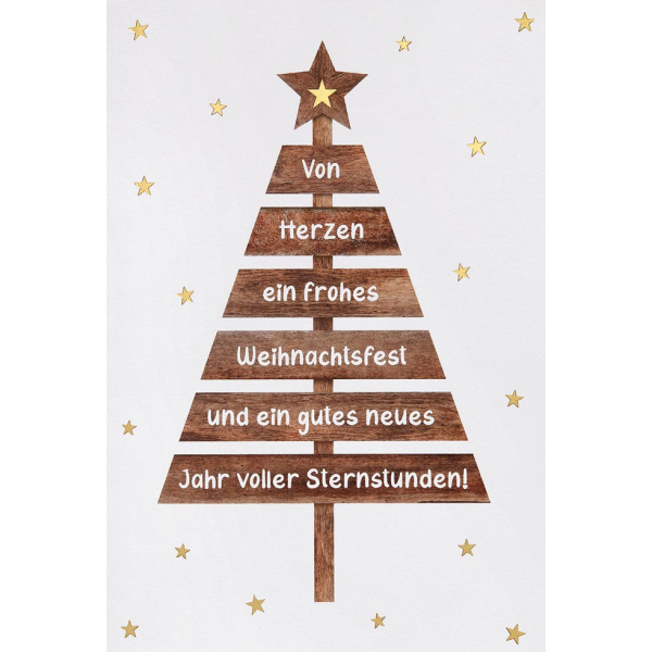 Weihnachten Unverpackte Glückwunschkarte mit Briefumschlag Holztannenbaum Von Herzen