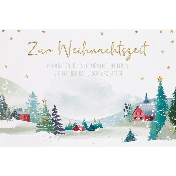 Weihnachten Unverpackte Glückwunschkarte Zur Weihnachtszeit Winterlandschaft mit Briefumschlag