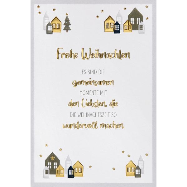 Weihnachten Unverpackte Glückwunschkarte Frohe Weihnachten Häuser mit Briefumschlag