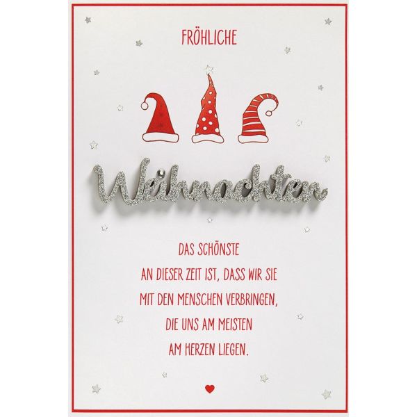 Weihnachten Lettering Wichtelmütze Frohe Weihnachten mit Briefumschlag