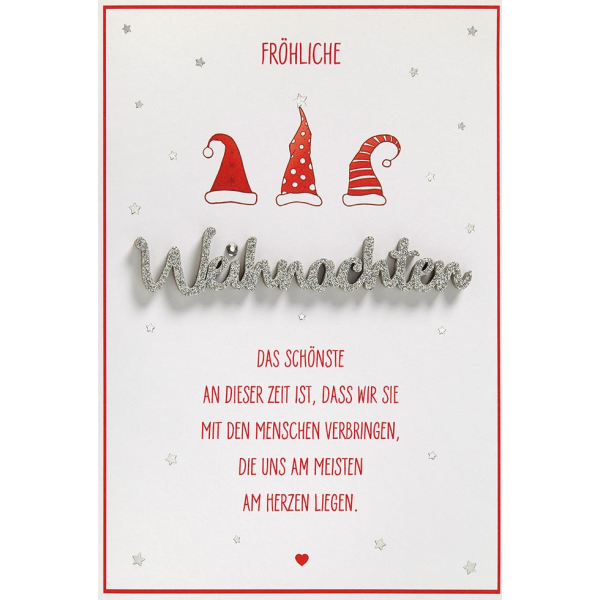Weihnachten Lettering Wichtelmütze Frohe Weihnachten mit Briefumschlag