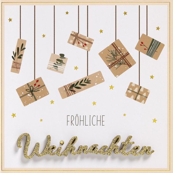 Weihnachten Lettering Fröhliche Weihnachten Geschenke mit Briefumschlag