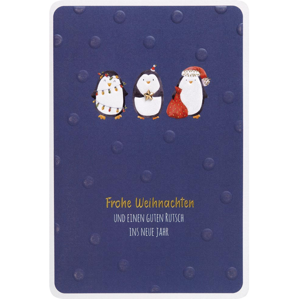 Weihnachten Finest Collection unverpackte Glückwunschkarte Pinguine in Girlande mit Briefumschlag