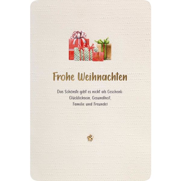 Weihnachten Finest Collection unverpackte Glückwunschkarte Frohe Weihnachten Geschenke mit Briefumschlag