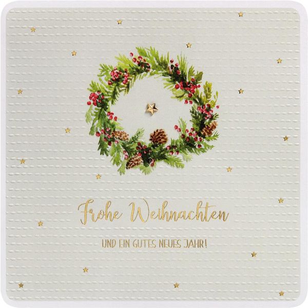 Weihnachten Finest Collection unverpackte Glückwunschkarte Kranz Stern Frohe Weihnachten mit Briefumschlag