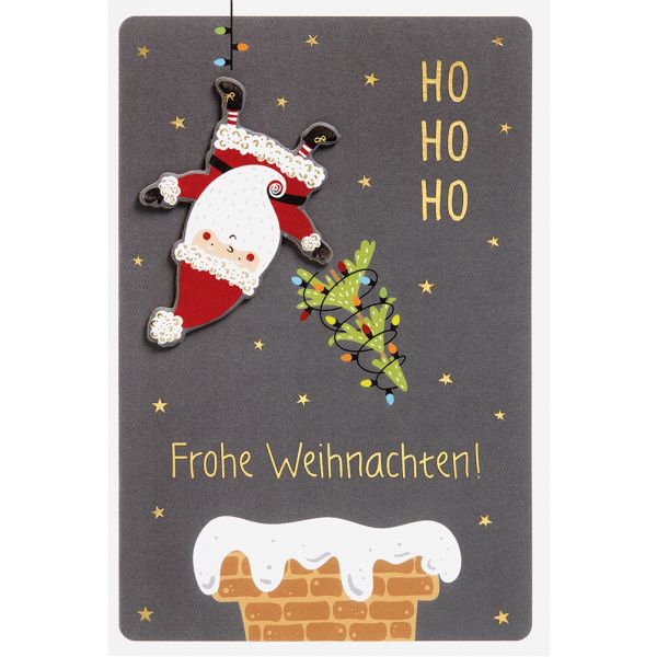 Weihnachten - Feelings Collection - Glückwunschkarte 11,5x17 cm mit Briefumschlag - Weihnachtsmann Schornstein