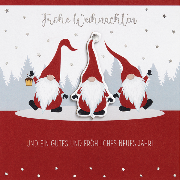 Weihnachten - Feelings Collection - Glückwunschkarte 15,5x15,5 cm mit Briefumschlag - Wichtel