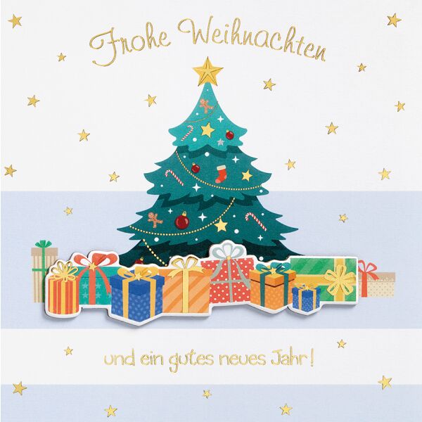 Weihnachten - Feelings Collection - Glückwunschkarte 15,5x15,5 cm mit Briefumschlag - Tannenbaum Geschenke Sterne