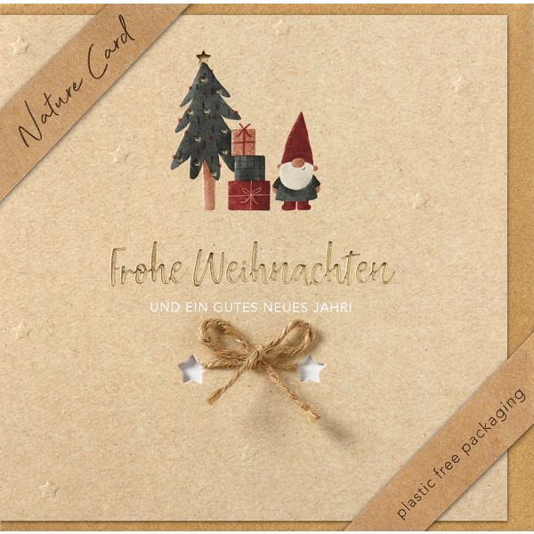 Weihnachten Nature Cards unverpackte quadratische Glückwunschkarte mit Umschlag Frohe Weihnachten