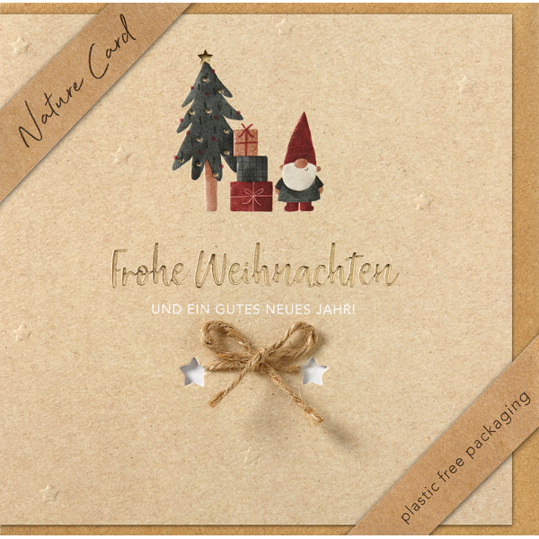 Weihnachten Nature Cards unverpackte quadratische Glückwunschkarte mit Umschlag Frohe Weihnachten