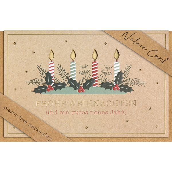 Weihnachten - Nature Cards unverpackte Glückwunschkarte 15x15 cm mit Briefumschlag - Merry Christmas Weihnachtsmänner