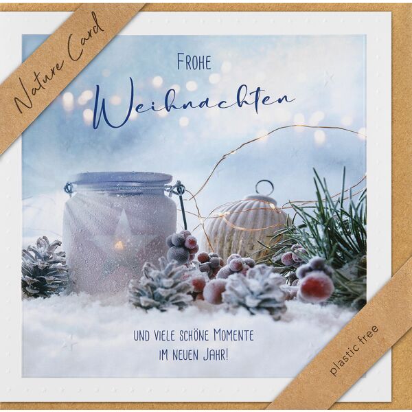 Weihnachten Nature Cards unverpackte Glückwunschkarte 15x15 cm mit Briefumschlag Weihnachtsdeko