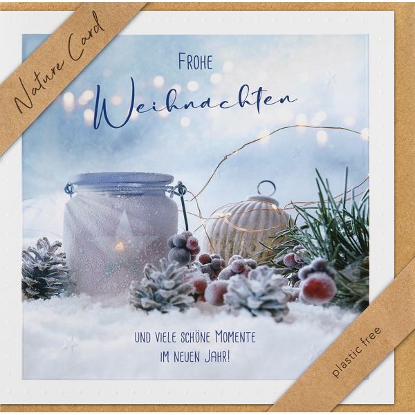 Weihnachten Nature Cards unverpackte Glückwunschkarte 15x15 cm mit Briefumschlag Weihnachtsdeko