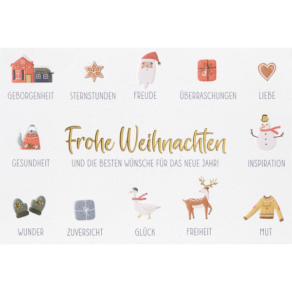 Weihnachten - unverpackte Glückwunschkarte 11,5x17 cm mit Briefumschlag - Besten Wünsche