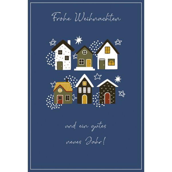 Weihnachten - unverpackte Glückwunschkarte 11,5x17 cm mit Briefumschlag - Häuser