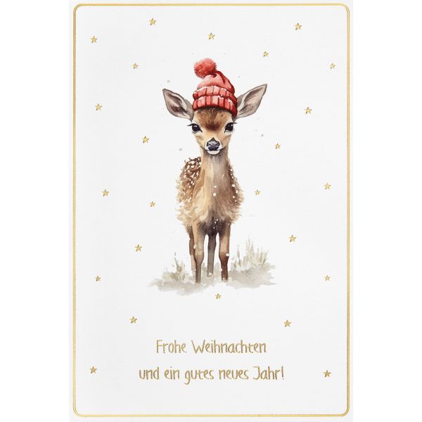 Weihnachten - unverpackte Glückwunschkarte 11,5x17 cm mit Briefumschlag - Rehkids