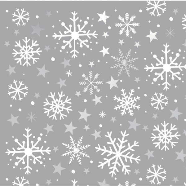 Weihnachten Geschenkpapier Röllchen 70x150cm Crystal stars silber Sterne