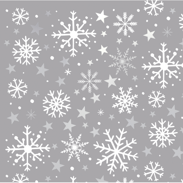 A Weihnachten Geschenkpapier Röllchen 70x150cm Crystal stars silber Sterne