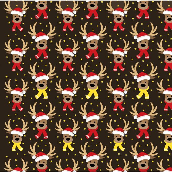 Weihnachten Geschenkpapier Röllchen 70x150cm Xmas Deers Rehe rot metallic