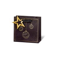 Weihnachten Geschenktasche CD-Format golden Xmas schwarz...