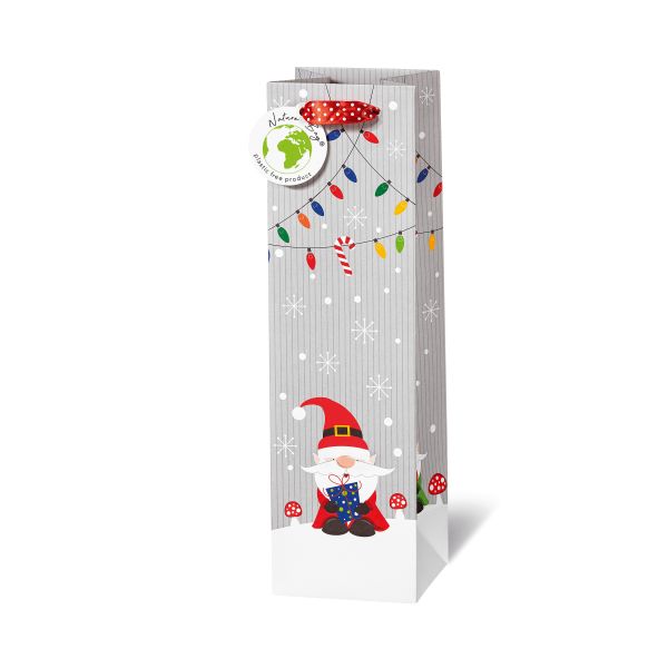 Weihnachten - Geschenktasche - Flaschen Format - 36 x 10,5 x 10 cm - Wichtel Party