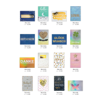 BlingBling Cards - 384 Glückwunschkarten mit Umschlägen - 64 Dekore - Bundle UVP: € 1148,16 - ohne Drehständer
