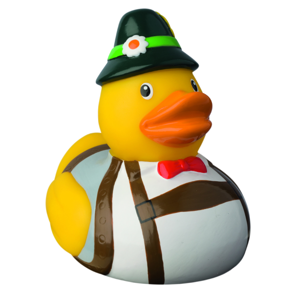 Bayern Hobbyente Quietscheente Badeente ca. 8 cm gross Bayer mit Hut