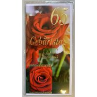 65. Geburtstag Glückwunschkarte lang mit Umschlag -...