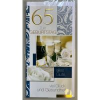 65. Geburtstag Glückwunschkarte lang mit Umschlag -...