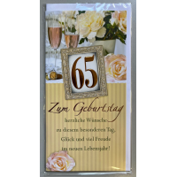 65. Geburtstag Glückwunschkarte lang mit Umschlag -...