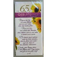 65. Geburtstag Glückwunschkarte lang mit Umschlag -...