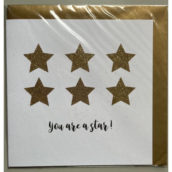 Allgemeine Wünsche - Black & Gold - Glückwunschkarte mit Umschlag - You are a star