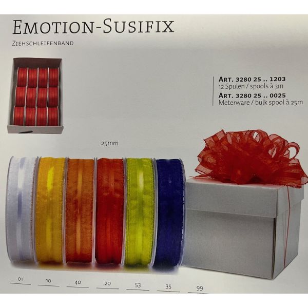 Susifix Ziehschleifenband ORANGE 25mmx3m, 12 Spulen im Umkarton UVP: € 42,00