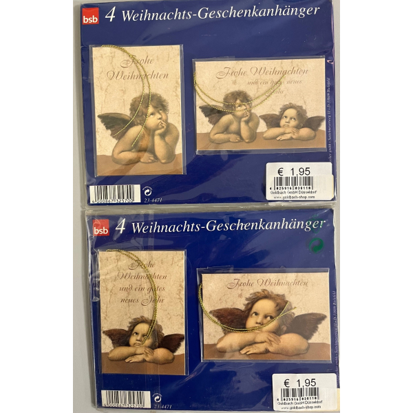 A Geschenkanhänger Weihnachten 4 Anhänger im Beutel Engel
