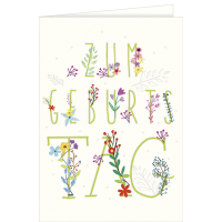 Geburtstag - A4 Karte mit Umschlag – Blumenschrift...