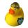 Ritter Ente Hobbyente Quietscheente Badeente ca. 8 cm gross Helm Schwert Schild