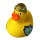 Ritter Ente Hobbyente Quietscheente Badeente ca. 8 cm gross Helm Schwert Schild