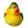 Ritter Ente Hobbyente Quietscheente Badeente ca. 8 cm gross Helm Schwert Schild