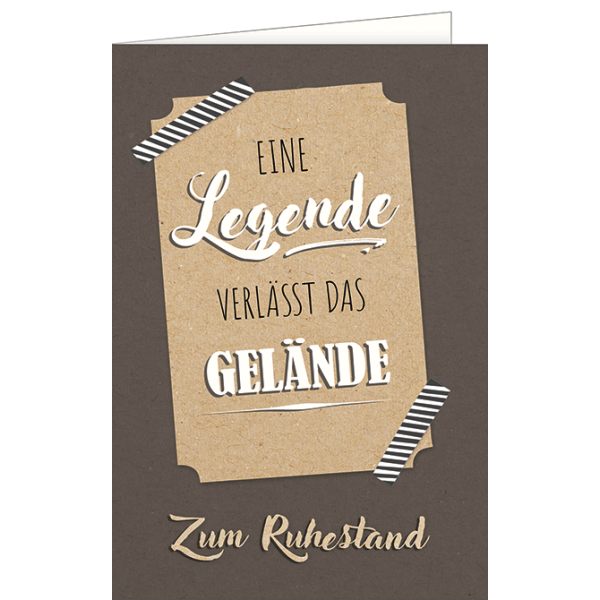 Ruhestand Glückwunschkarte zur Rente mit Briefumschlag, Legende verlässt Gelände - neuer EAN