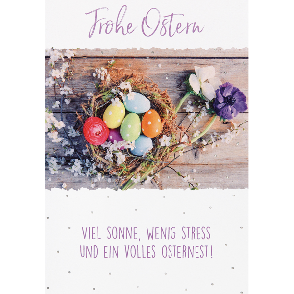 Ostern Karte mit Umschlag, unverpackt, Eier im Nest
