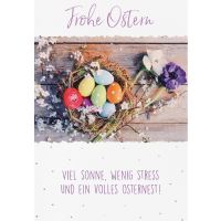 Ostern Karte mit Umschlag, unverpackt, Eier im Nest