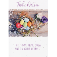Ostern Karte mit Umschlag, unverpackt, Eier im Nest