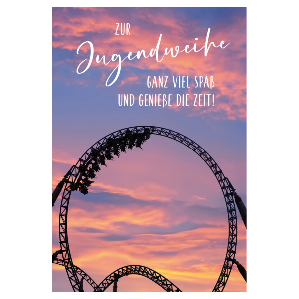 Jugendweihe Karte mit Umschlag, unverpackt, Achterbahn
