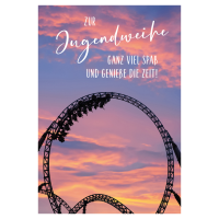 Jugendweihe Karte mit Umschlag, unverpackt, Achterbahn