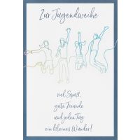 Jugendweihe Karte mit Umschlag, unverpackt, Feiernde...