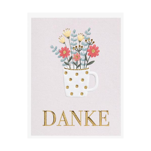 Danke Midi-Glückwunschkarte Blumenkärtchen mit Klammer und Umschlag Danke Blumenstrauß in Tasse